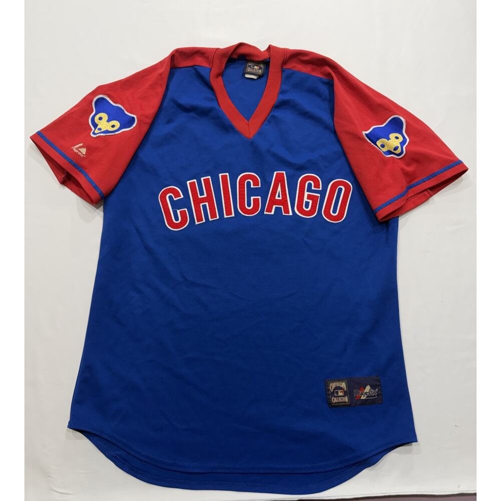 VTG Majestic Cooperstown Collection MLB Chicago Cubs Pullover Jersey Men's LARGE